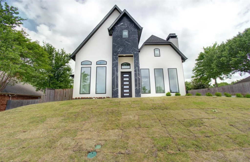Modern two-story with black accent gable